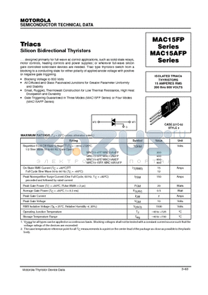 MAC15A6FP datasheet - ISOLATED TRIACs THYRISTORS 15 AMPERES RMS 200 thru 800 VOLTS