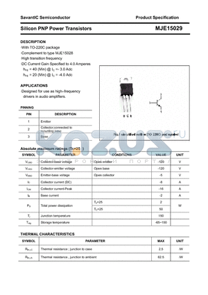 MJE15029 datasheet - Silicon PNP Power Transistors