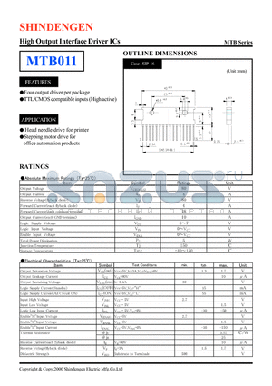 MTB011 datasheet - High Output Interface Driver ICs