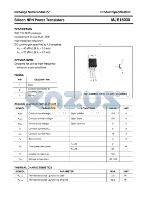 MJE15030 datasheet - Silicon NPN Power Transistors