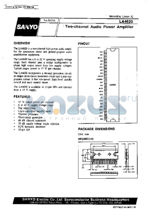 LA4620 datasheet - Two- channel Audio Power Amplifier