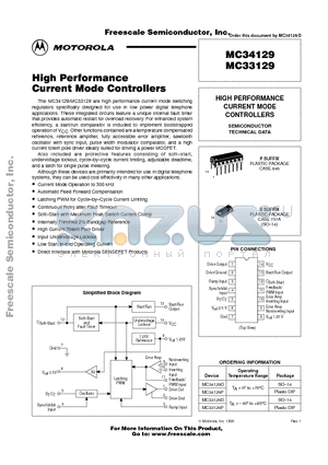 MC33129 datasheet - High Performance Current Mode Controllers