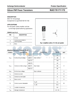 MJE170 datasheet - Silicon PNP Power Transistors