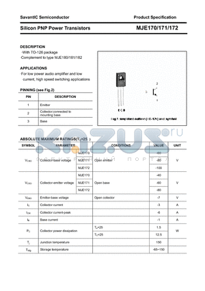 MJE172 datasheet - Silicon PNP Power Transistors