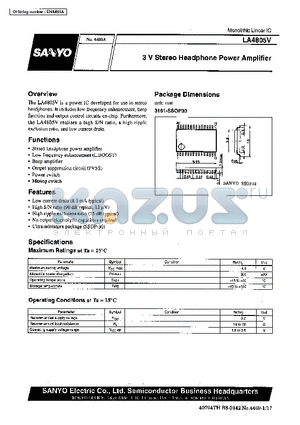 LA4805V datasheet - 3V Stereo Headphone Power Amplifier