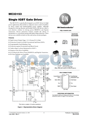 MC33153 datasheet - Single IGBT Gate Driver
