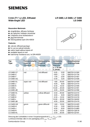 LR5480-CF datasheet - 5 mm T1 3/4 LED, Diffused Wide-Angle LED