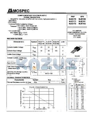 MJE181 datasheet - POWER TRANSISTORS(3.0A,40-80V,12.5W)