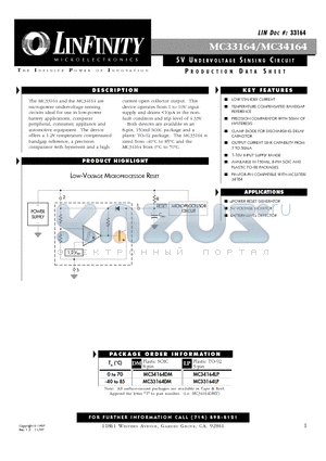 MC33164 datasheet - 5V UNDERVOLTAGE SENSING CIRCUIT