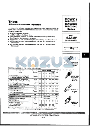 MAC3010 datasheet - Silicon Bidirectional Thyristors