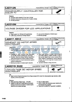 LA5522 datasheet - COMPACT DC MOTOR SPEED CONTROLLER