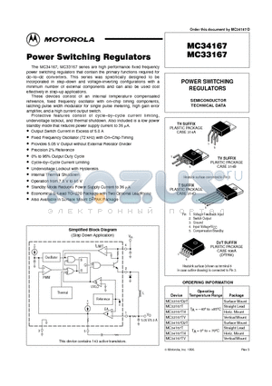 MC33167 datasheet - POWER SWITCHING REGULATORS