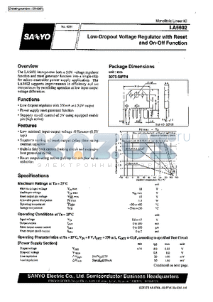 LA5602 datasheet - Low-Dropout Voltage Regulator with Reset and On-Off Function