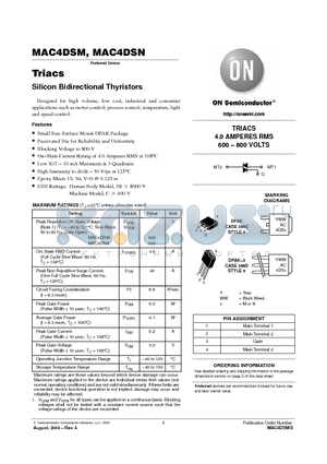 MAC4DSM-001 datasheet - SILICON BIDIRECTIONAL THYRISTORS
