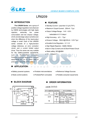 LR6209 datasheet - Buit-in Chip Current Limit & Short Protect Circuit