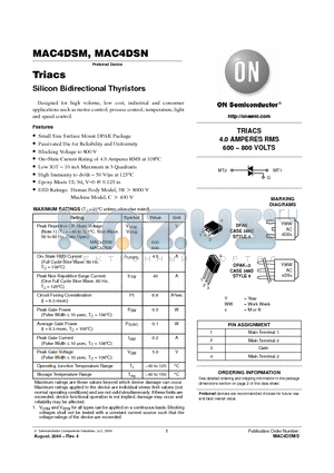 MAC4DSNT4 datasheet - SILICON BIDIRECTIONAL THYRISTORS