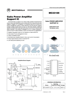 MC33169 datasheet - GaAs POWER AMPLIFIER SUPPORT IC