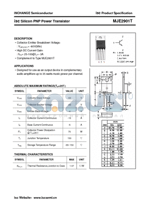 MJE2901T datasheet - isc Silicon PNP Power Transistor