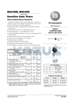 MAC4SM datasheet - SENSITIVE GATE TRIACS