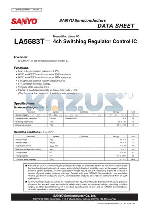 LA5683T datasheet - Monolithic Linear IC 4ch Switching Regulator Control IC