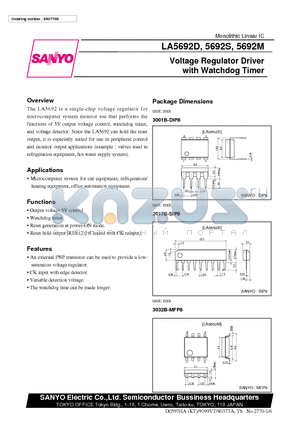 LA5692D datasheet - Voltage Regulator Driver with Watchdog Timer