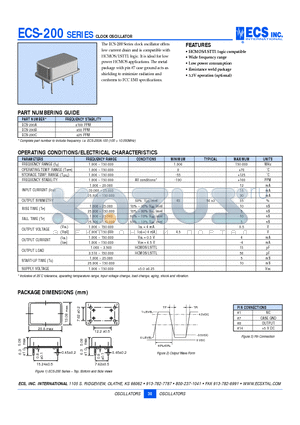 ECS-200 datasheet - CLOCK OSCILLATOR