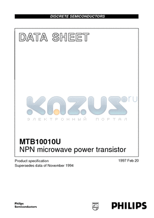MTB10010U datasheet - NPN microwave power transistor