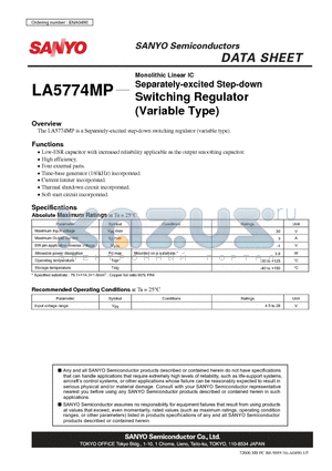 LA5774MP datasheet - Monolithic Linear IC Separately-excited Step-down Switching Regulator (Variable Type)