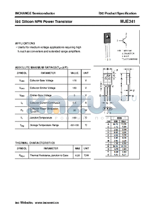 MJE341 datasheet - isc Silicon NPN Power Transistor