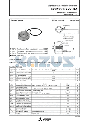 FG2000FX-50DA datasheet - HIGH POWER INVERTER USE PRESS PACK TYPE