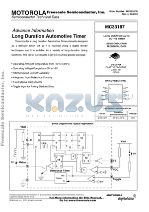 MC33187 datasheet - Long Duration Automotive Timer