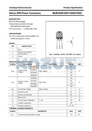 MJE4341 datasheet - Silicon NPN Power Transistors