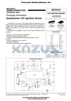 MC33191P datasheet - Automotive 12V ignition driver