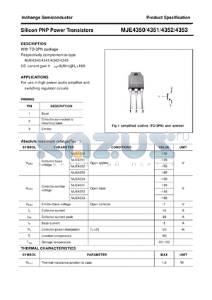 MJE4350 datasheet - Silicon PNP Power Transistors