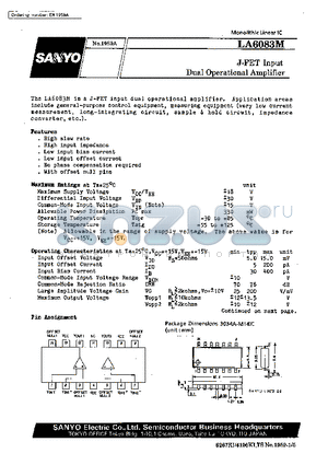 LA6083M datasheet - J-FET Input Dual Operational Amplifier