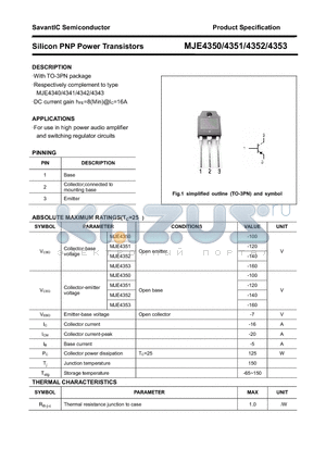 MJE4351 datasheet - Silicon PNP Power Transistors