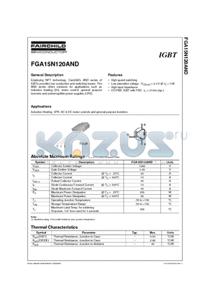 FGA15N120AND datasheet - IGBT