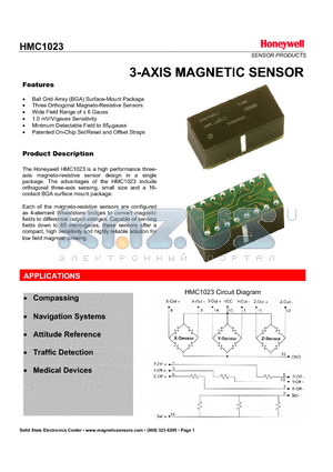 HMC1023 datasheet - 3-AXIS MAGNETIC SENSOR