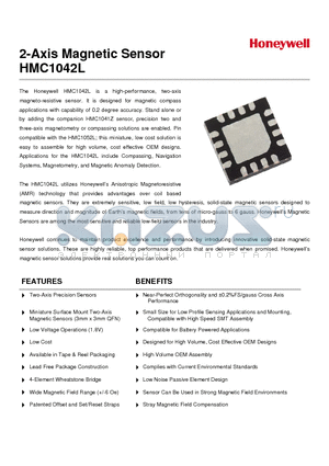 HMC1042L datasheet - 2-Axis Magnetic Sensor