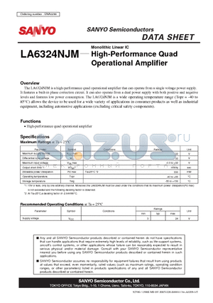LA6324NJM datasheet - High-Performance Quad Operational Amplifier