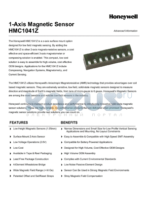 HMC1041Z datasheet - 1-Axis Magnetic Sensor