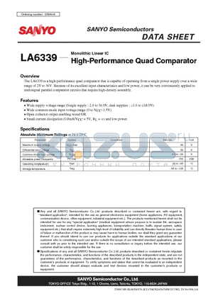 LA6339 datasheet - High-Performance Quad Comparator