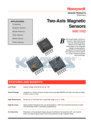 HMC1052 datasheet - Two-Axis Magnetic Sensors