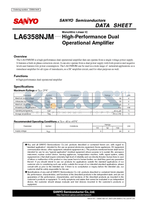 LA6358NJM datasheet - High-Performance Dual Operational Amplifier