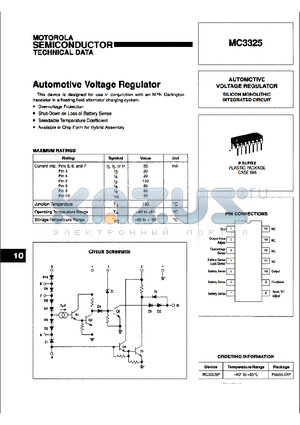 MC3325 datasheet - Automotive Voltage Regulator