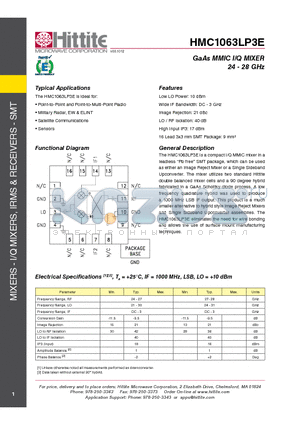 HMC1063LP3E datasheet - Satellite Communications