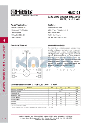 HMC128_09 datasheet - GaAs MMIC DOUBLE-BALANCED MIXER, 1.8 - 5.0 GHz