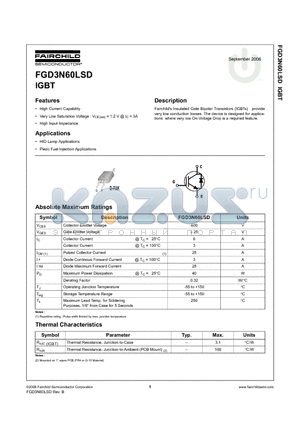 FGD3N60LSD datasheet - IGBT