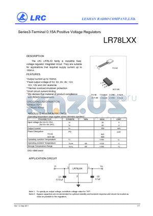 LR78L05 datasheet - Series3-Terminal 0.15A Positive Voltage Regulators