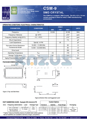 ECS-200-20-35CEN-TR datasheet - SMD CRYSTAL